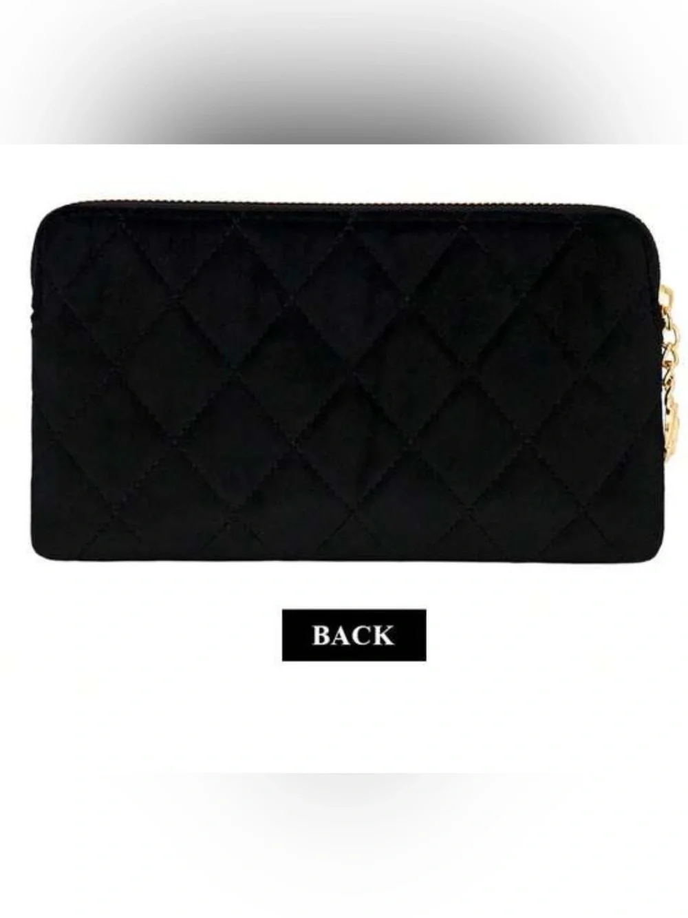 Black Quilted Clutch with Gold Hardware; New!